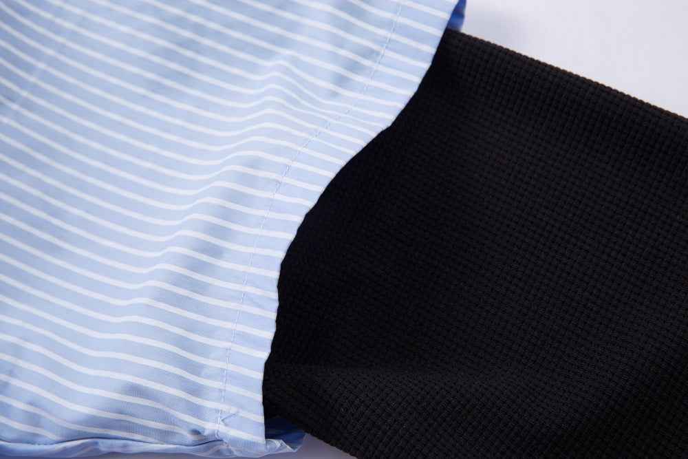 Vertical Stripe Fake Two Piece Long Sleeved Shirt