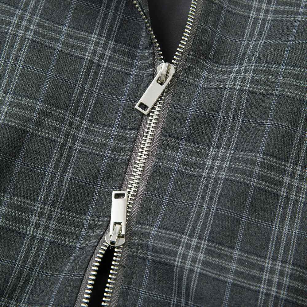 Vintage Plaid Two Way To Wear Zipper Jacket