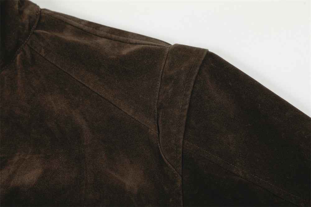 Classic Loose Fit Aviator Collar Button-Up Jacket