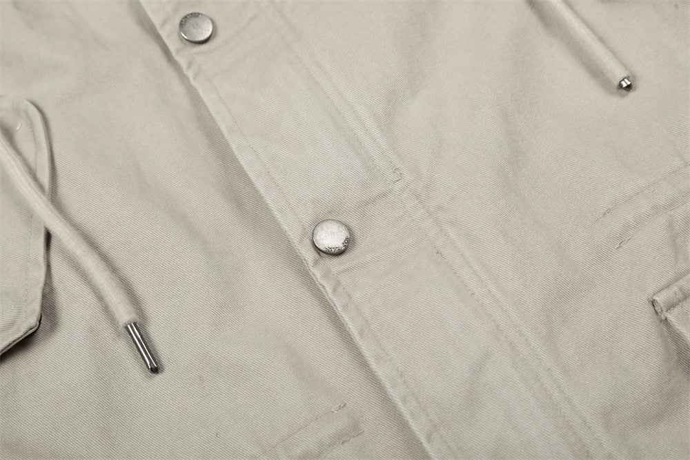 Stylish High Collar Multi Pocket Windbreaker Jacket