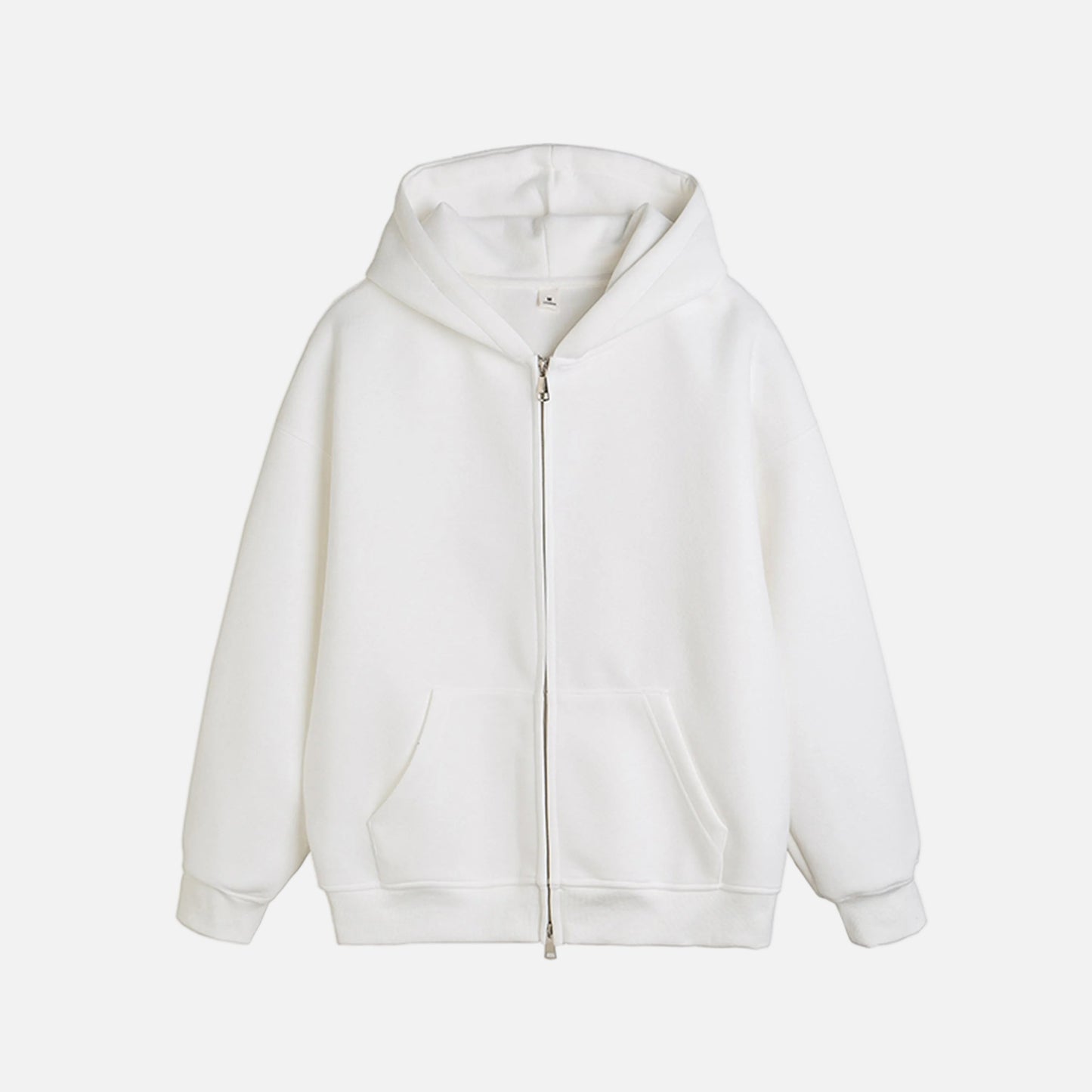 Retro Heavy Solid Color Hooded Double Zipper Sweatshirt - Luxuryurbanwear