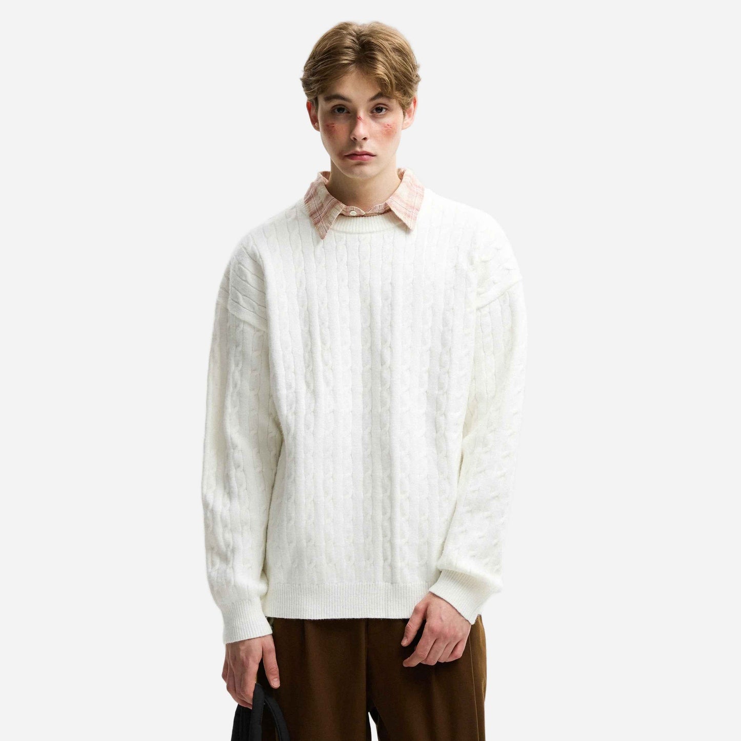 American Solid Color Twist Retro Knit Sweater