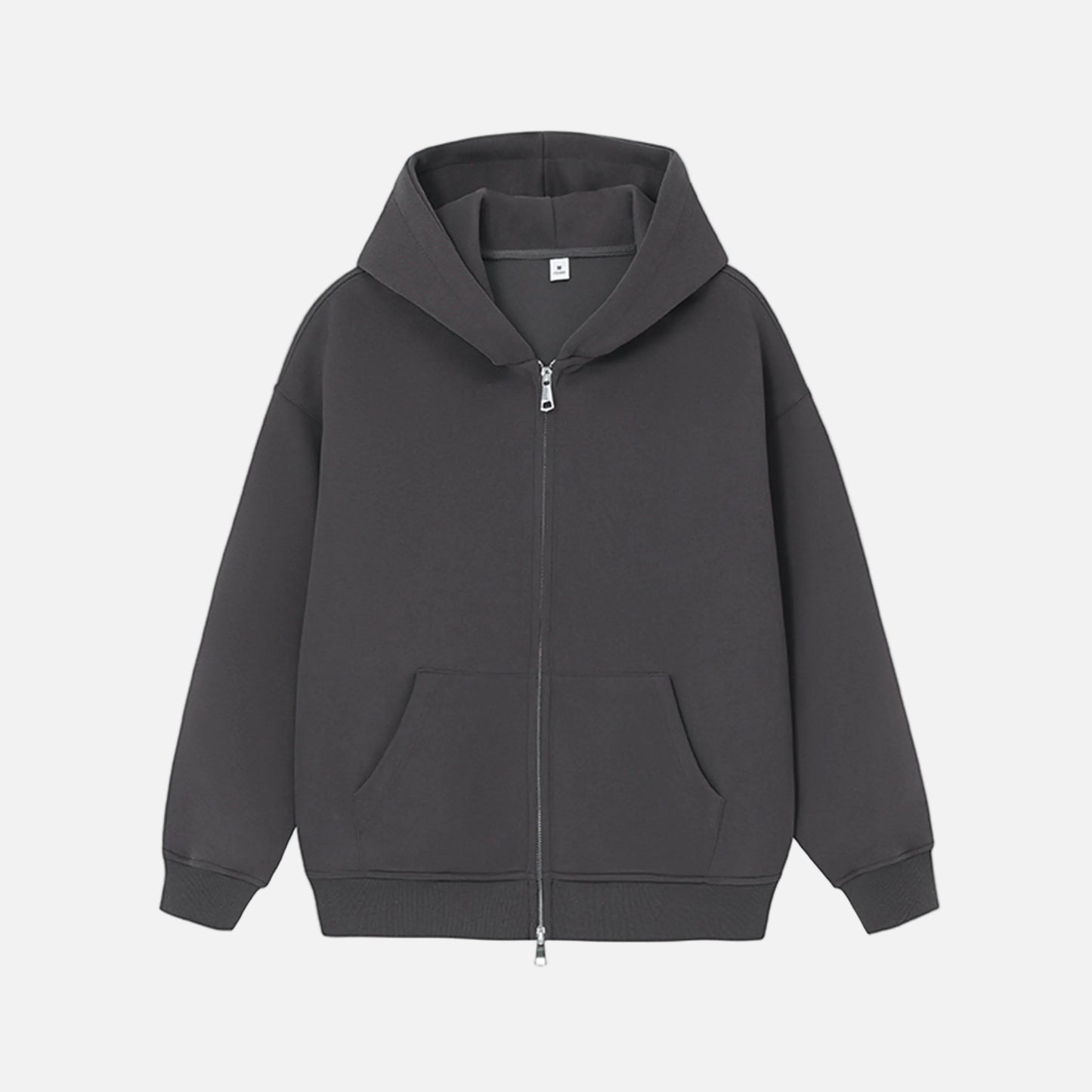Retro Heavy Solid Color Hooded Double Zipper Sweatshirt - Luxuryurbanwear