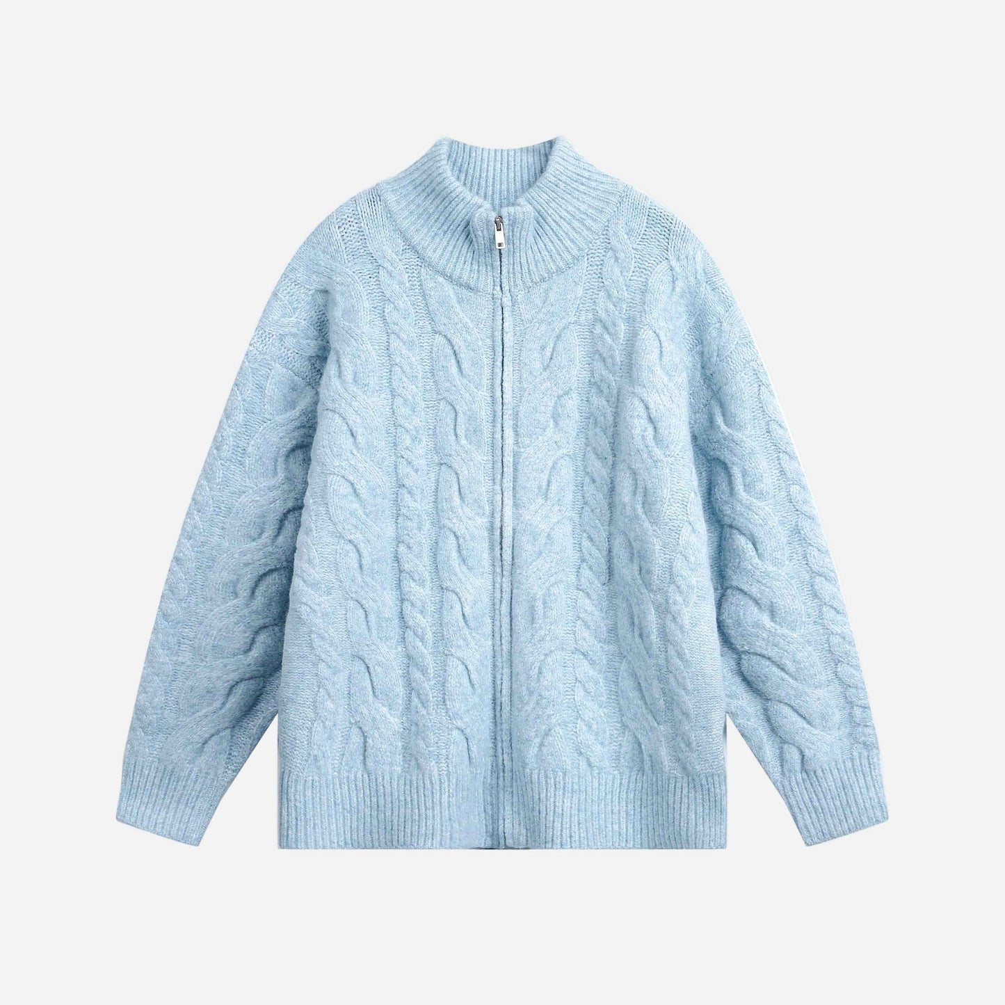 Y2K Cozy Wool Twist Zipper Cardigan