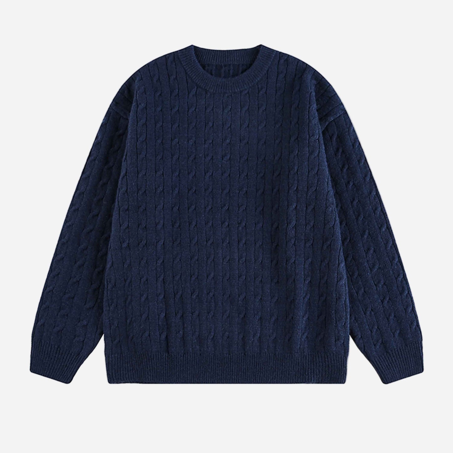 American Solid Color Twist Retro Knit Sweater