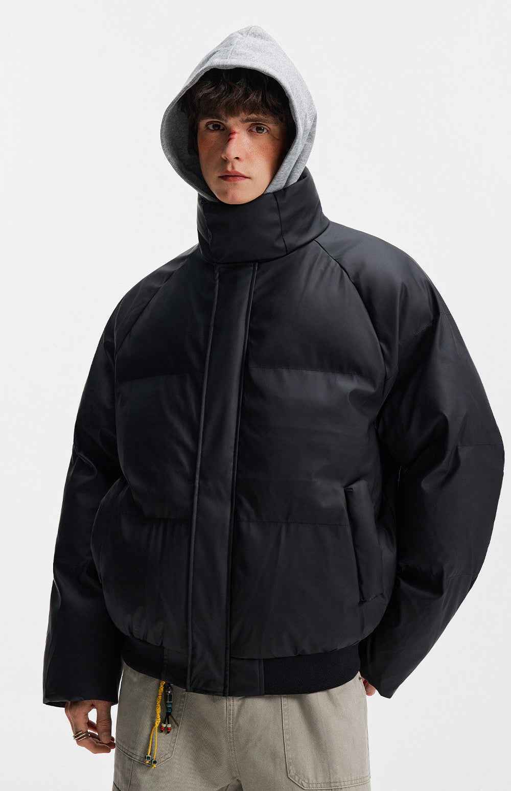 Streetwear Hooded Fake Two Piece Puffer Jacket