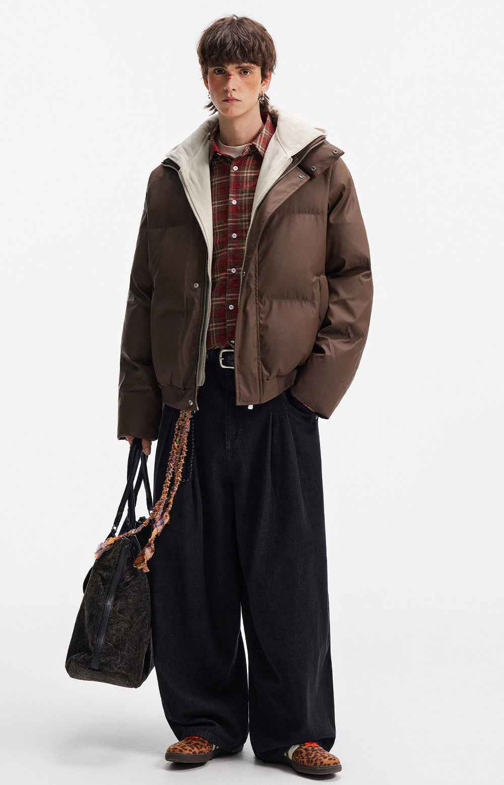 Streetwear Hooded Fake Two Piece Puffer Jacket