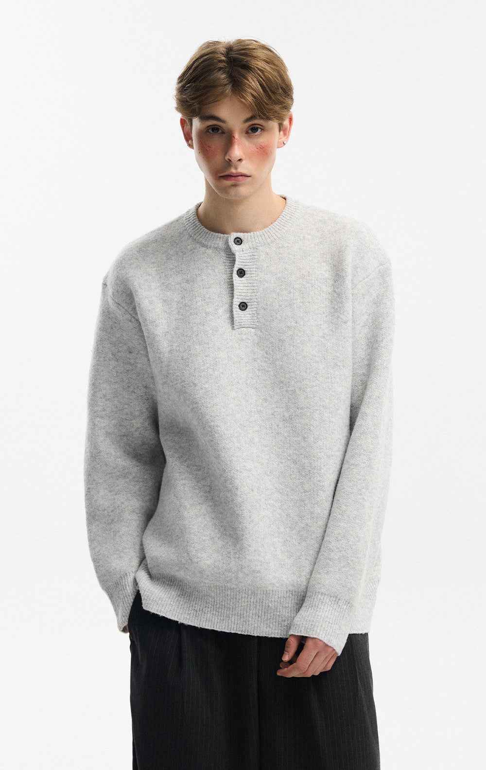 Trendy Cozy Solid Color Round Collar Wool Sweater