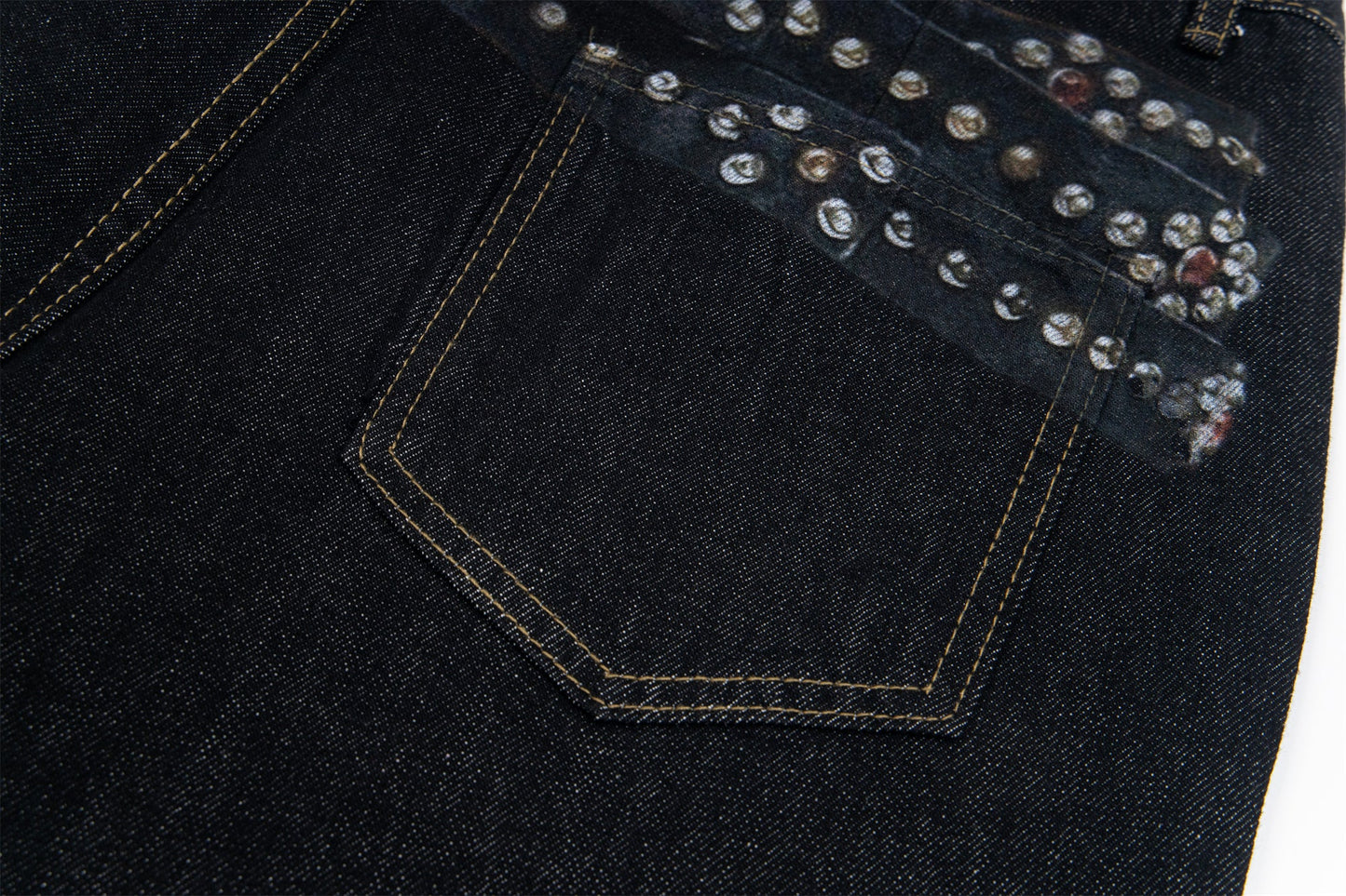 Studded Patchwork | Denim Jeans - Luxuryurbanwear