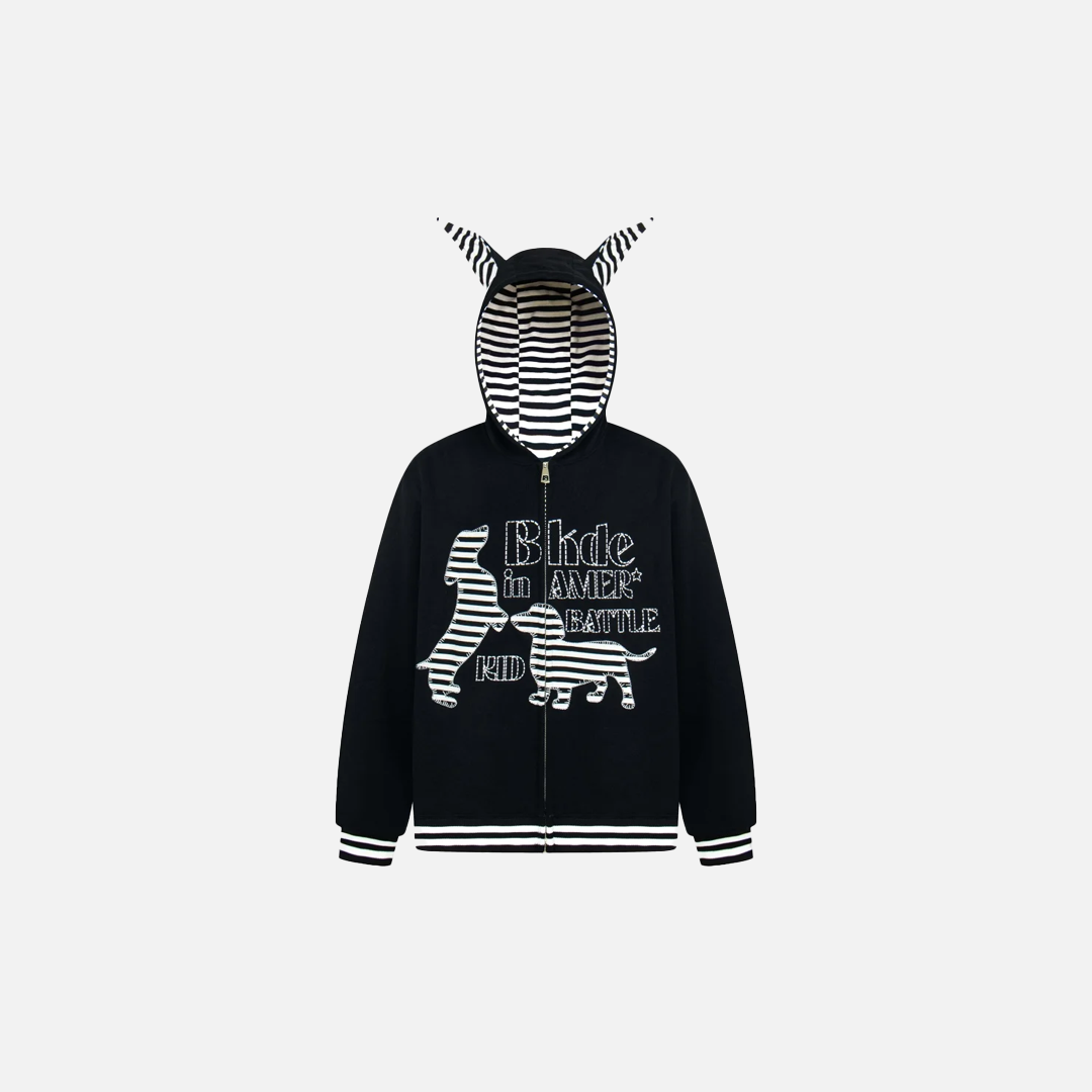 Autumn Embroidered Puppy Hooded Sweatshirt - Luxuryurbanwear
