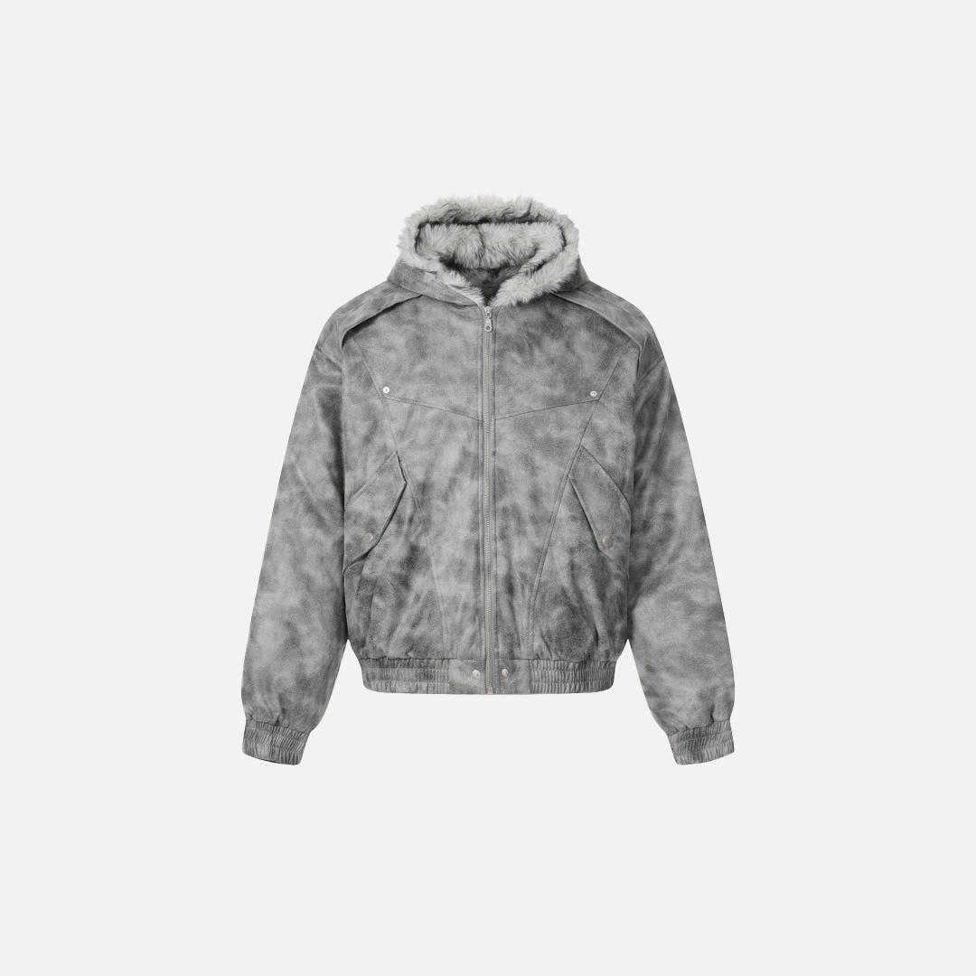 Thick Winter Camo Hooded Faux Furr Jacket - Luxuryurbanwear