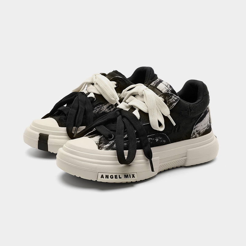 Duo Lace | Platform Canvas Sneakers - Luxuryurbanwear