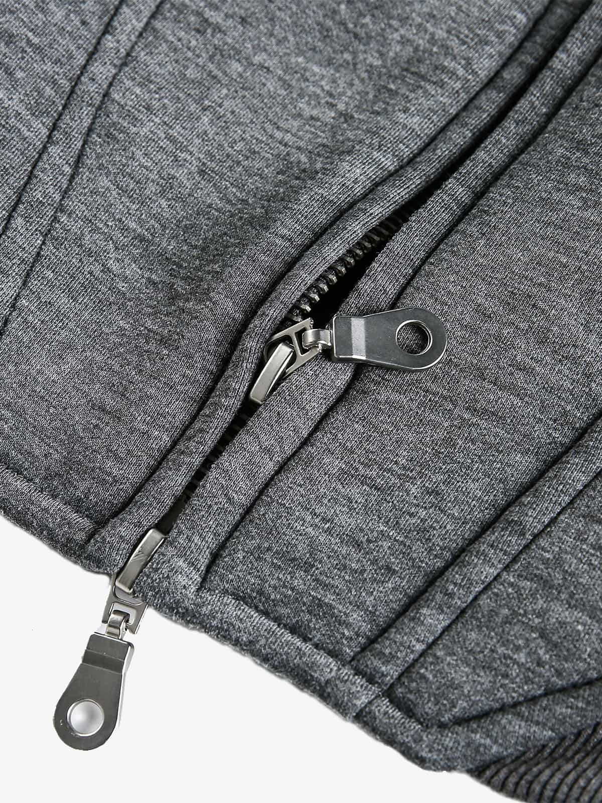 Panel Cut Stand Collar Zip Up Jacket - Luxuryurbanwear