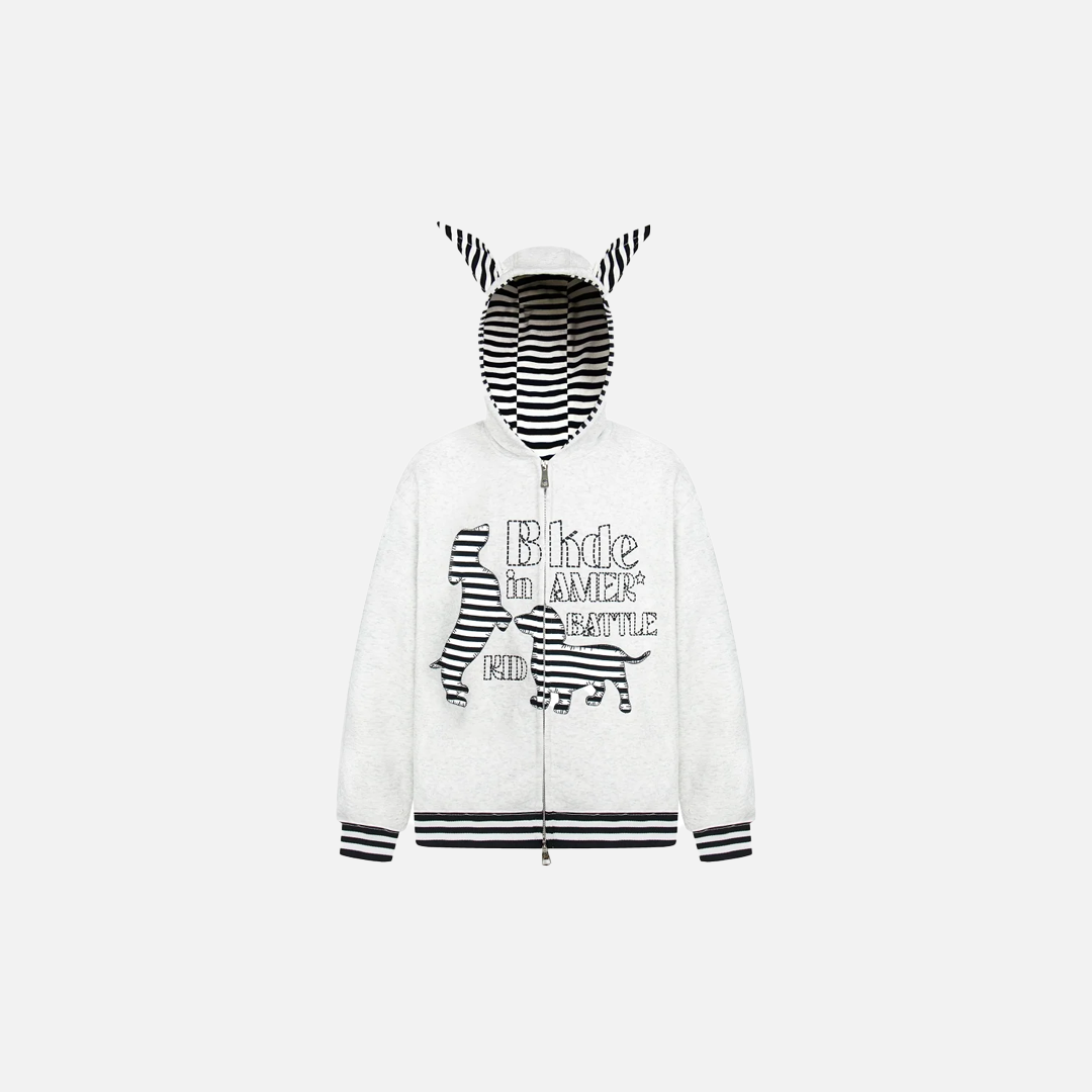 Autumn Embroidered Puppy Hooded Sweatshirt - Luxuryurbanwear