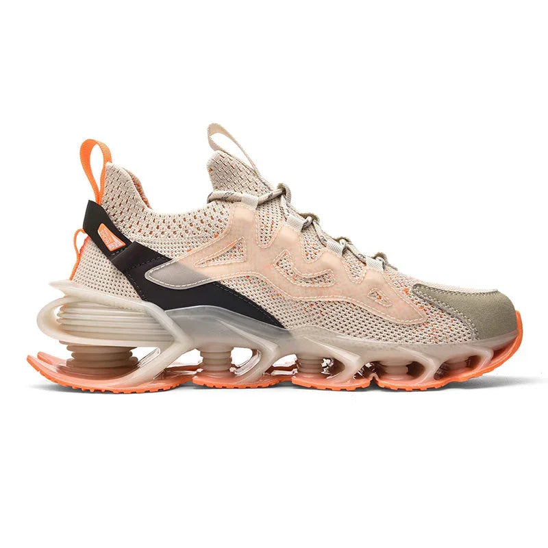 Nova Sole T84 Sneakers - LUXURYURBANWEAR side profile in beige and orange, designed for comfort and modern streetwear appeal.