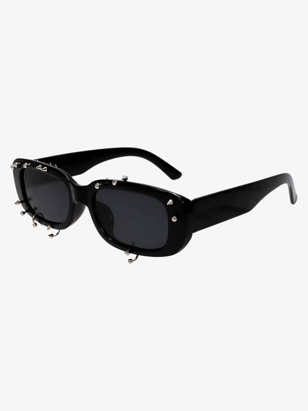 Retro Punk Studded Small Square Frame Sunglasses
