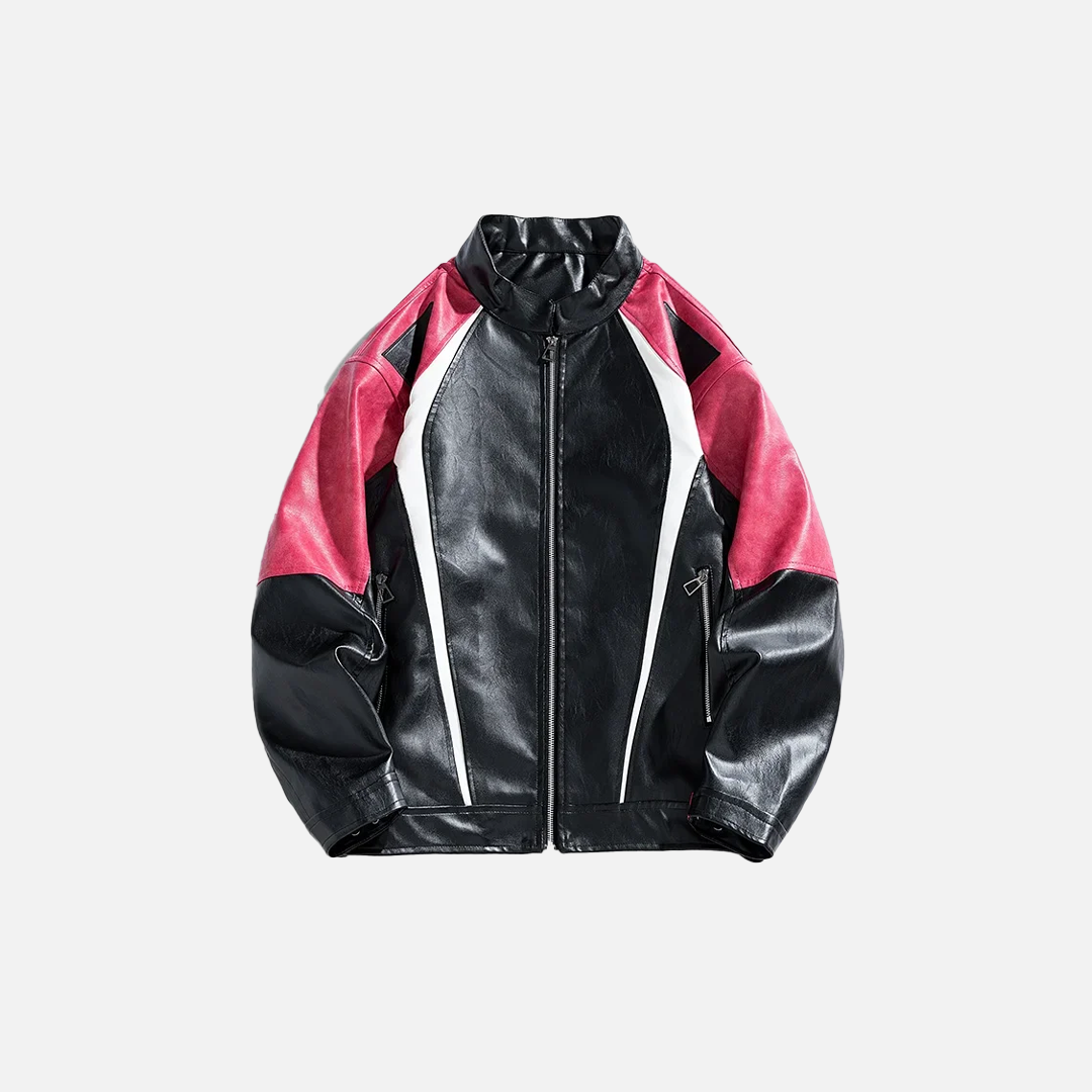 Y2K Windproof Loose Casual PU Leather Race Jacket - Luxuryurbanwear