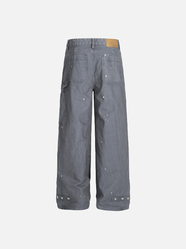 Streetwear Punk Distressed Wide Leg Denim Jeans - Luxuryurbanwear