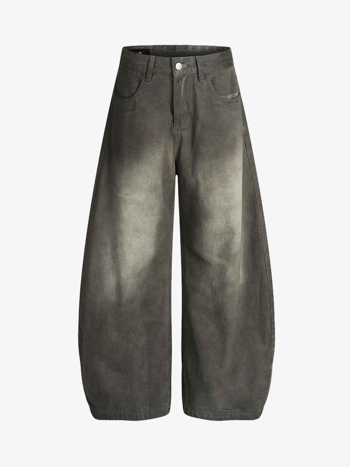 Faded Wash Barrel Leg Denim Jeans