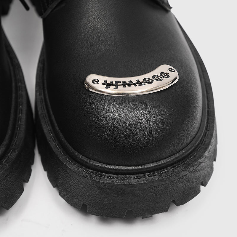 MLB LTHR-18 Metal-Plated Combat Boots - Luxuryurbanwear