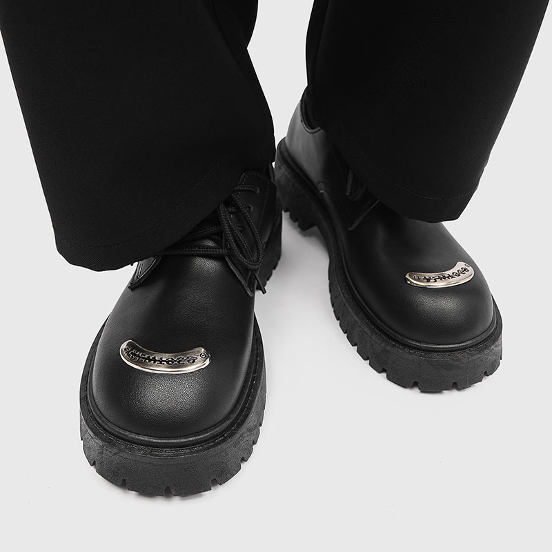 MLB LTHR-18 Metal-Plated Combat Boots - Luxuryurbanwear