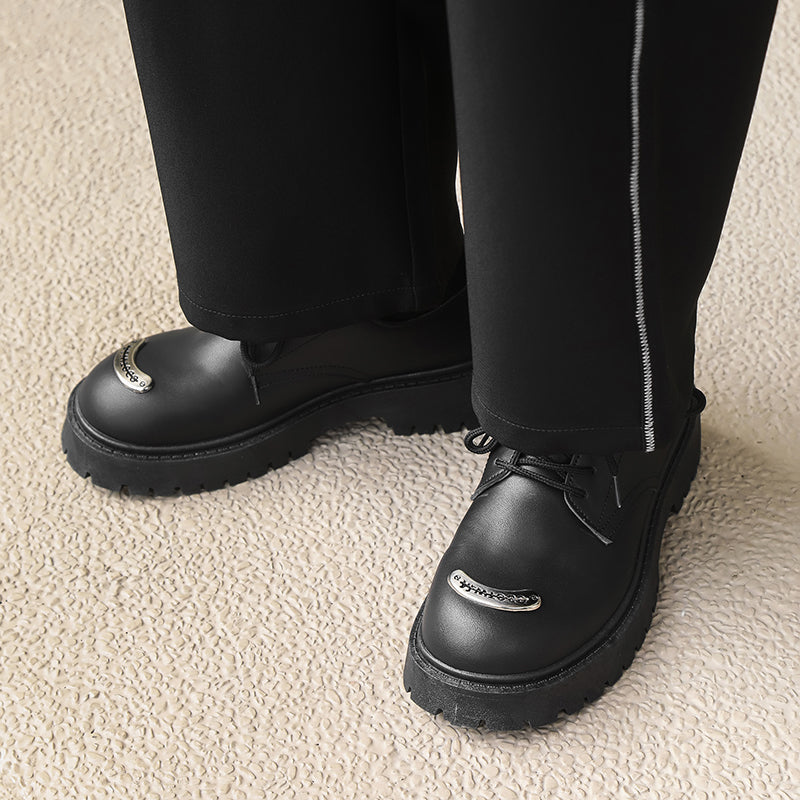 MLB LTHR-18 Metal-Plated Combat Boots - Luxuryurbanwear