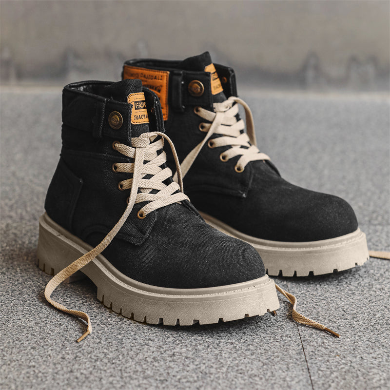 MLB LTHR-13 Denim Lace-Up Boots - Luxuryurbanwear