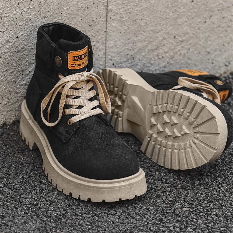 MLB LTHR-13 Denim Lace-Up Boots - Luxuryurbanwear