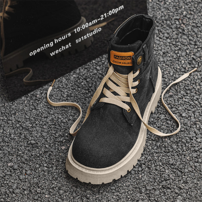 MLB LTHR-13 Denim Lace-Up Boots - Luxuryurbanwear