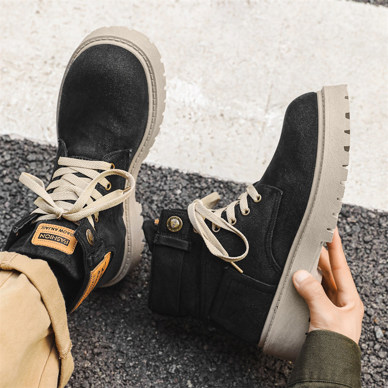 MLB LTHR-13 Denim Lace-Up Boots - Luxuryurbanwear