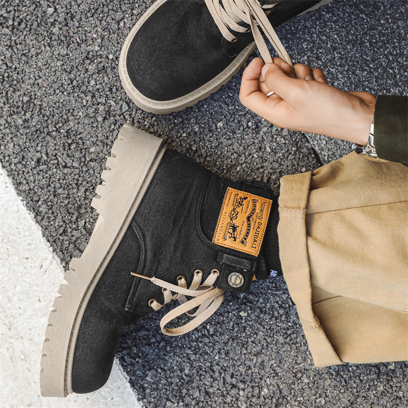 MLB LTHR-13 Denim Lace-Up Boots - Luxuryurbanwear