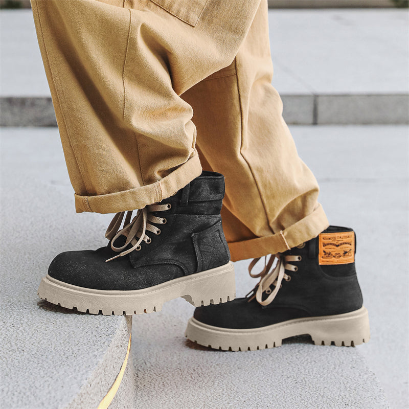 MLB LTHR-13 Denim Lace-Up Boots - Luxuryurbanwear