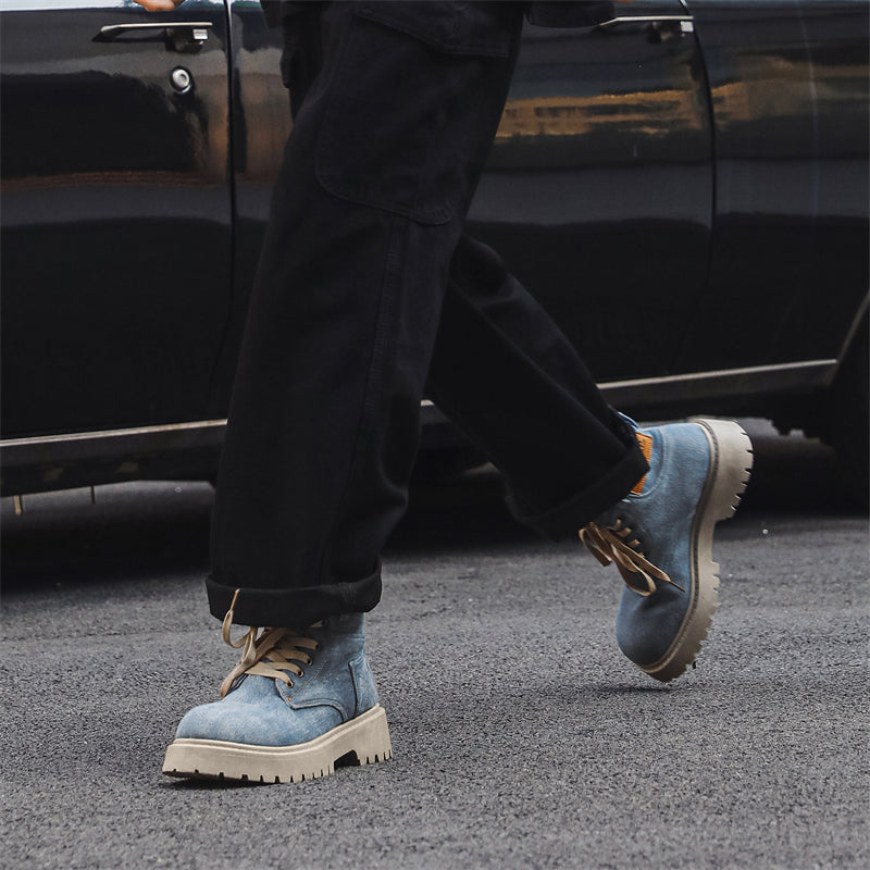 MLB LTHR-13 Denim Lace-Up Boots - Luxuryurbanwear