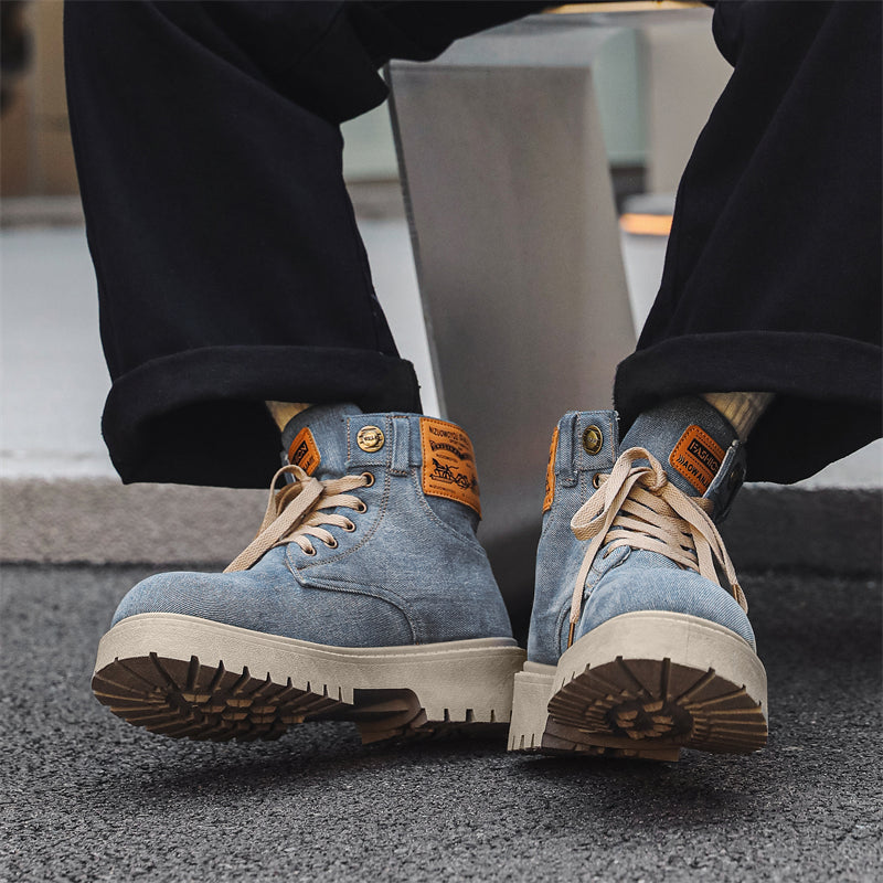 MLB LTHR-13 Denim Lace-Up Boots - Luxuryurbanwear