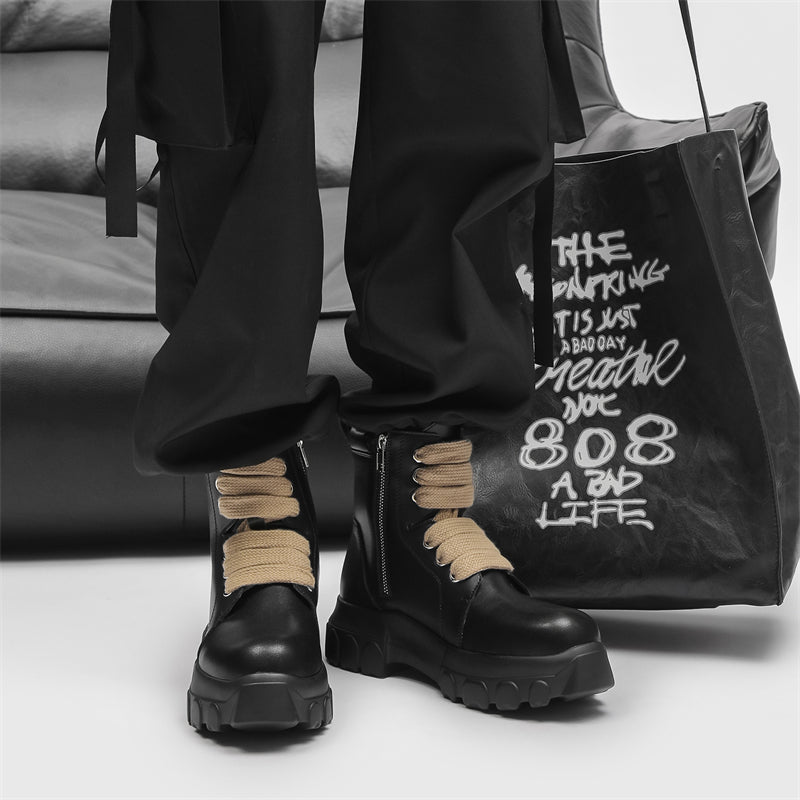MLB LTHR-02 High-Top Combat Boots - Luxuryurbanwear