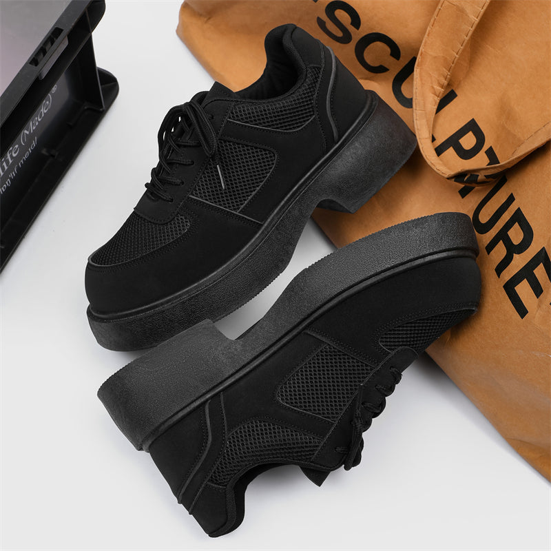 MLB LTHR-20 Chunky Platform Mesh-Detail Boots - Luxuryurbanwear