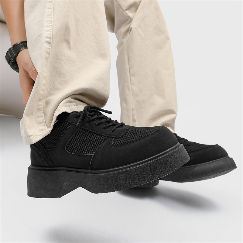 MLB LTHR-20 Chunky Platform Mesh-Detail Boots - Luxuryurbanwear