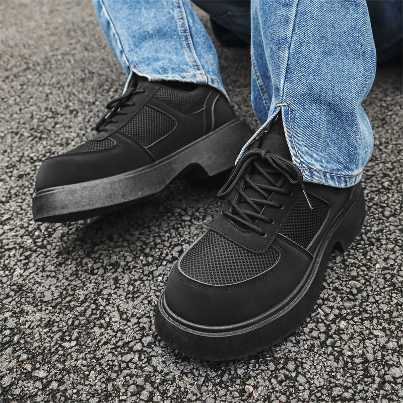 MLB LTHR-20 Chunky Platform Mesh-Detail Boots - Luxuryurbanwear