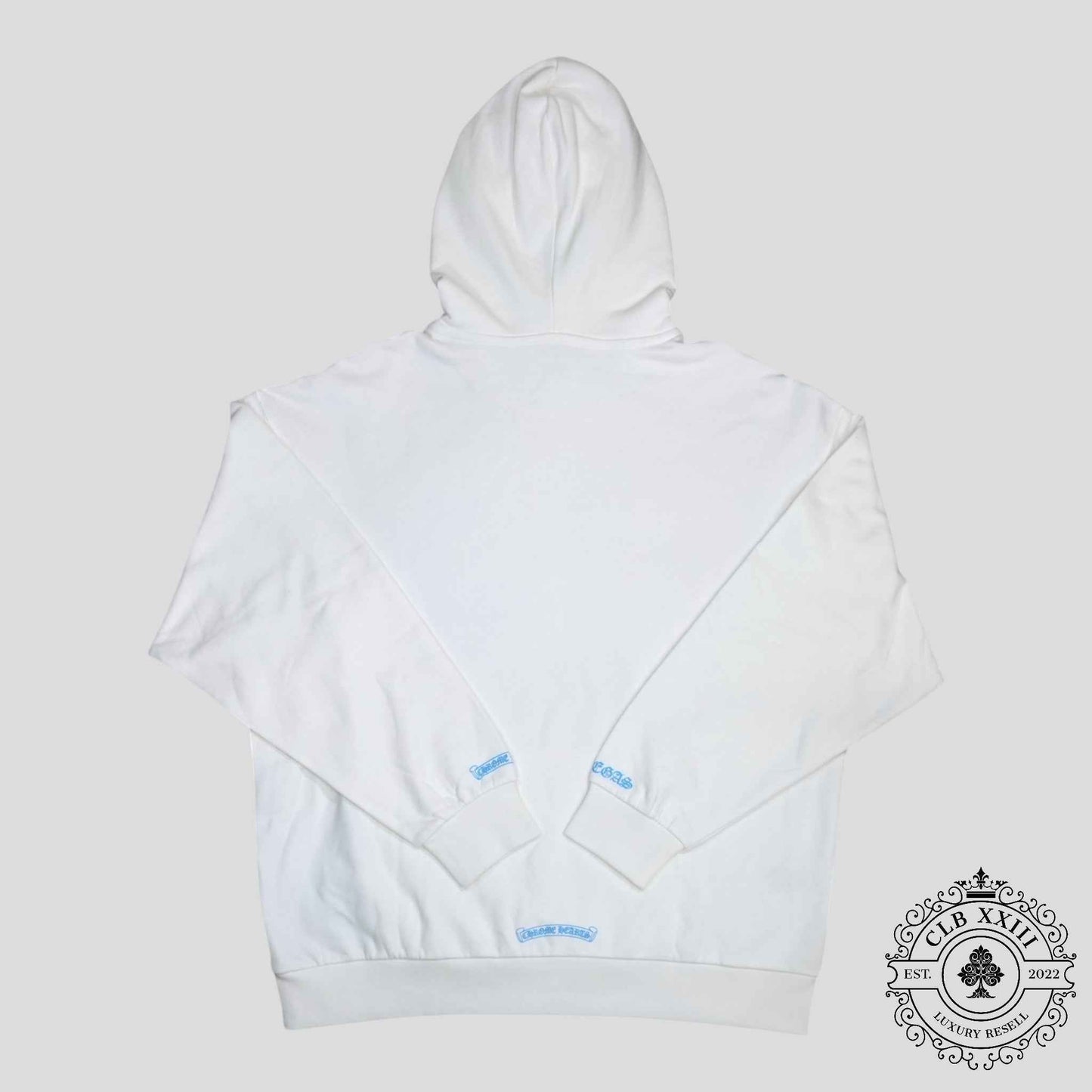 Chrome Hearts Las Vegas Dice Hoodie in White/Blue