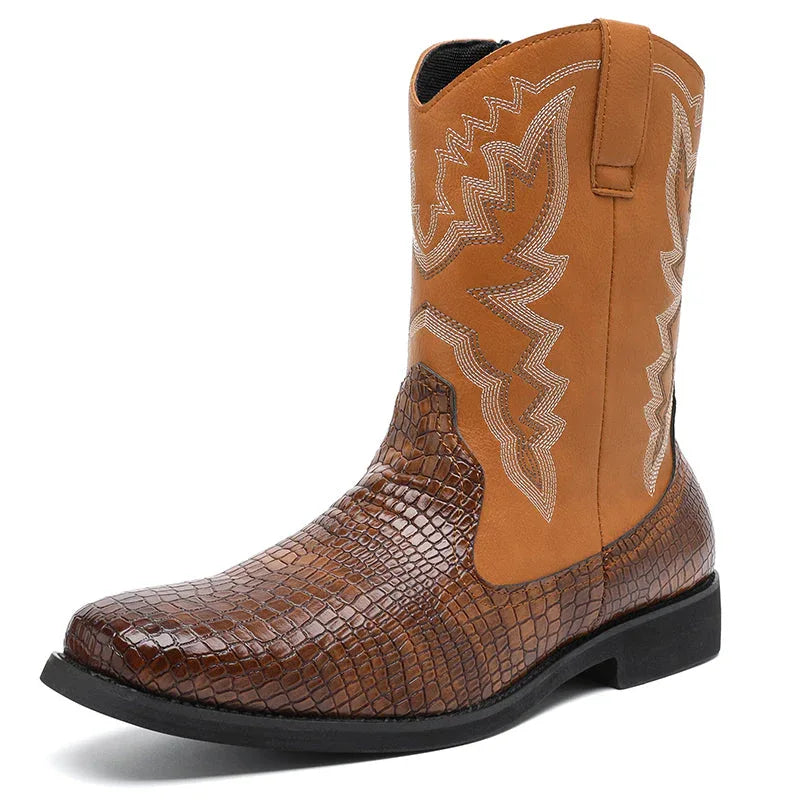 LUW Embossed Western Boots - Luxuryurbanwear
