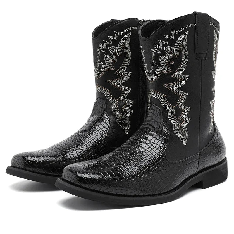 LUW Embossed Western Boots - Luxuryurbanwear