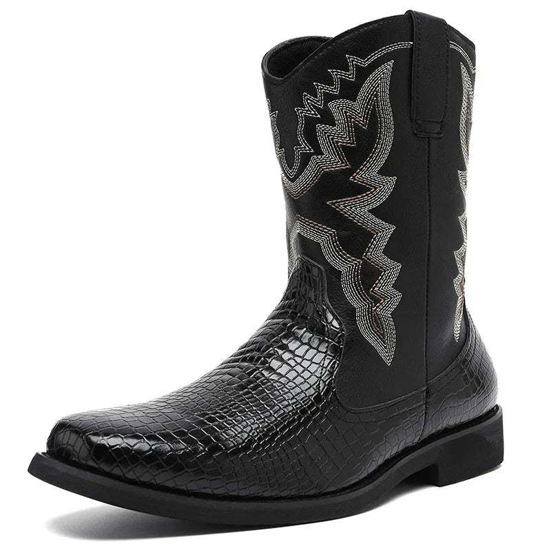 LUW Embossed Western Boots - Luxuryurbanwear