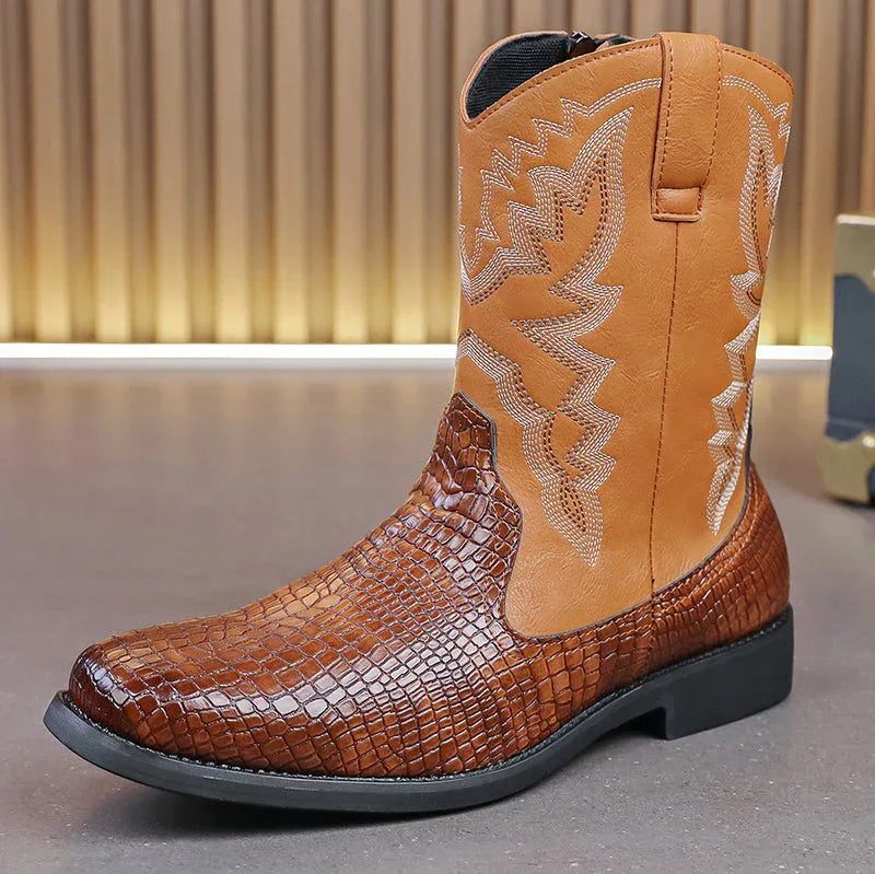 LUW Embossed Western Boots - Luxuryurbanwear