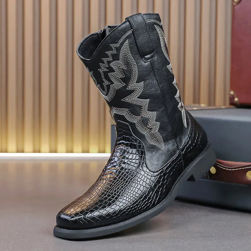 LUW Embossed Western Boots - Luxuryurbanwear