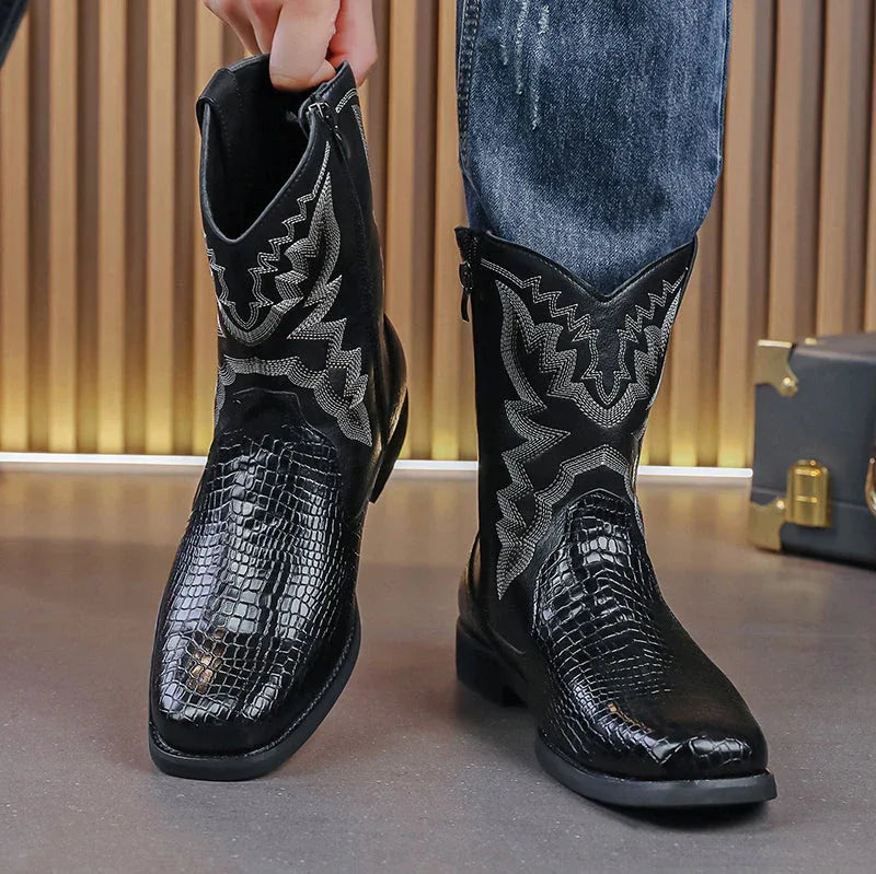 LUW Embossed Western Boots - Luxuryurbanwear