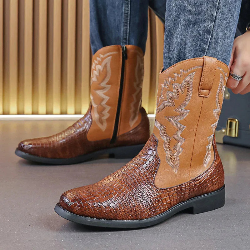 LUW Embossed Western Boots - Luxuryurbanwear