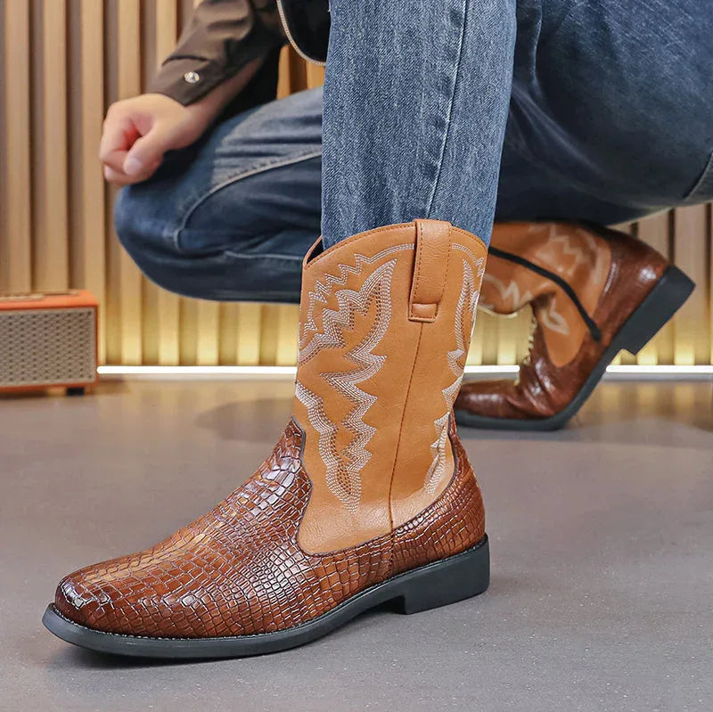 LUW Embossed Western Boots - Luxuryurbanwear