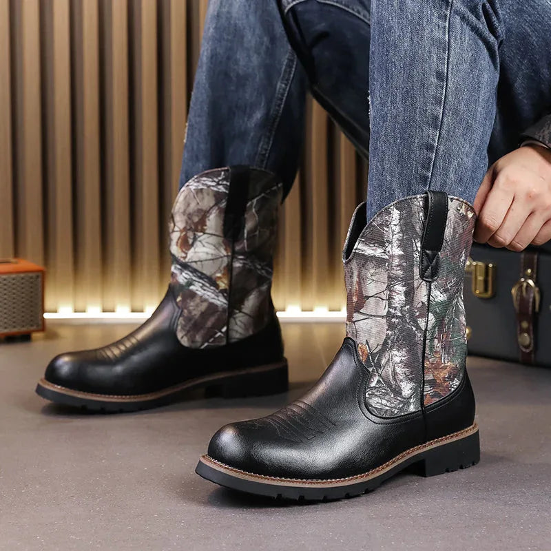 LUW Camo Western Cowboy Boots - Luxuryurbanwear