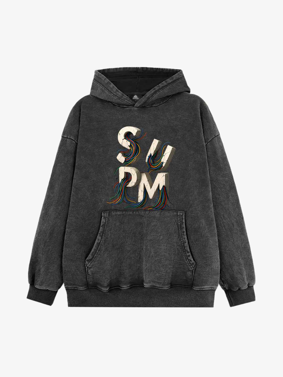 French Terry Streetwear Gravel Wire Font Hoodie