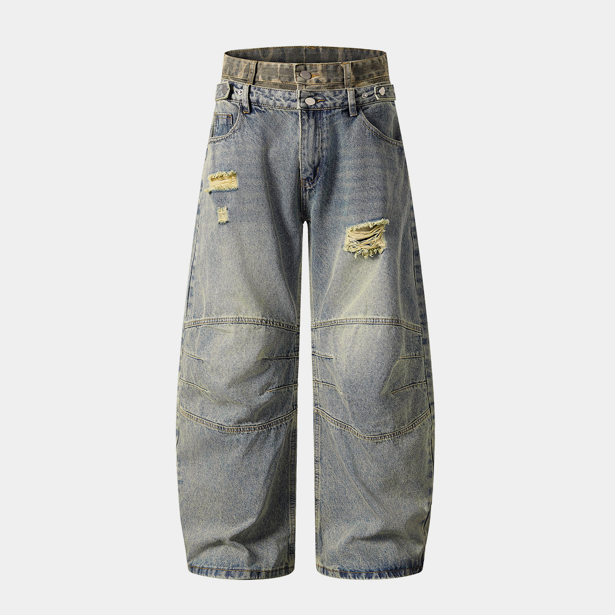 Baggy Barrel Double Waist | Panel Jeans - Luxuryurbanwear